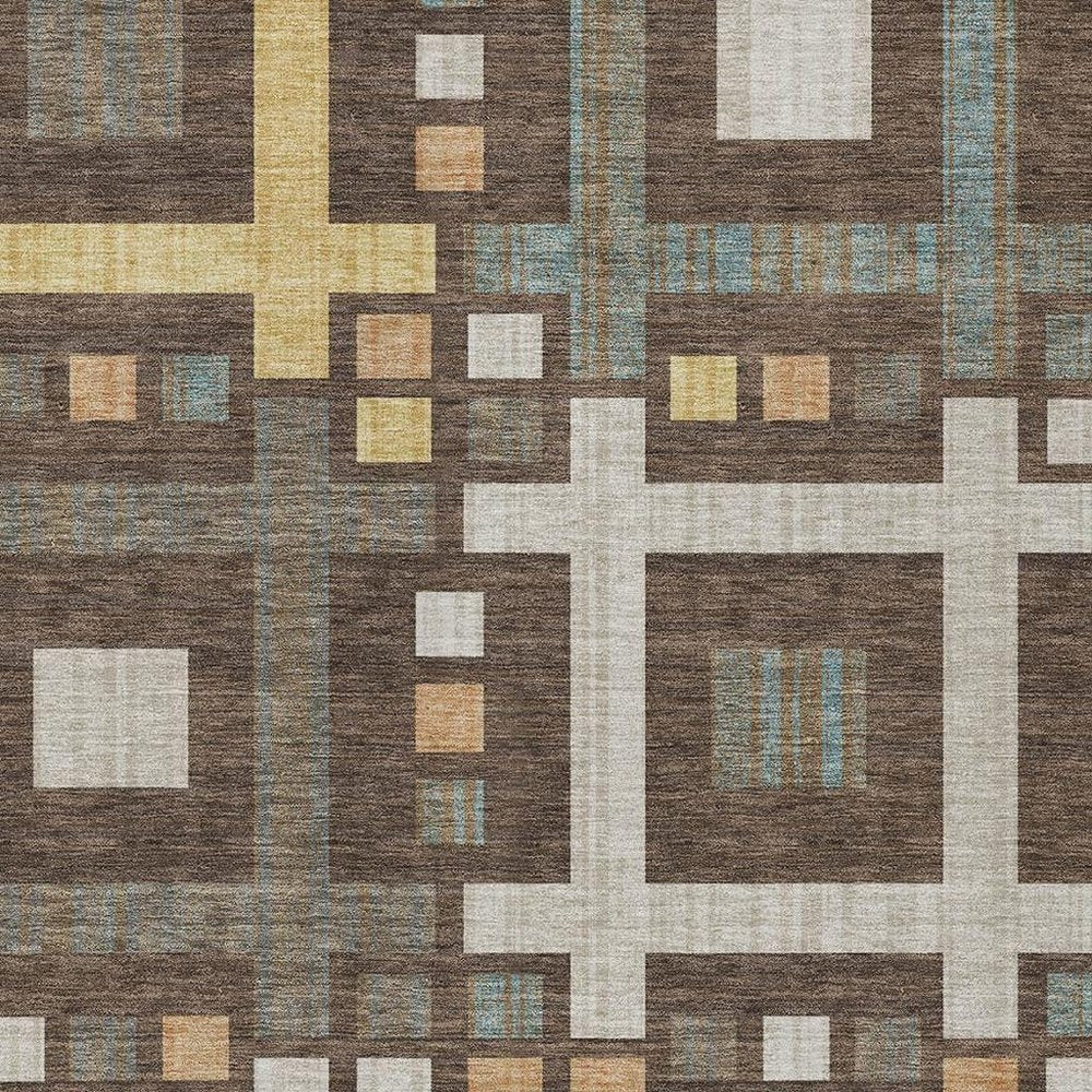 5' X 8' Chocolate And Graphite Geometric Washable Indoor Outdoor Area Rug HomeRoots