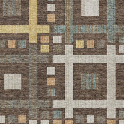 5' X 8' Chocolate And Graphite Geometric Washable Indoor Outdoor Area Rug HomeRoots