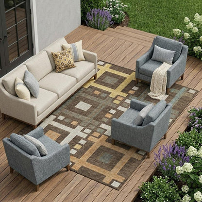 8' X 10' Chocolate And Graphite Geometric Washable Indoor Outdoor Area Rug HomeRoots
