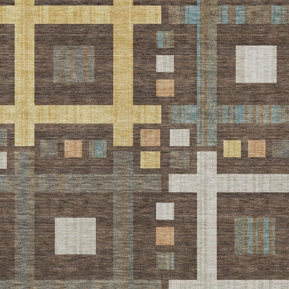 9' X 12' Chocolate And Graphite Geometric Washable Indoor Outdoor Area Rug HomeRoots