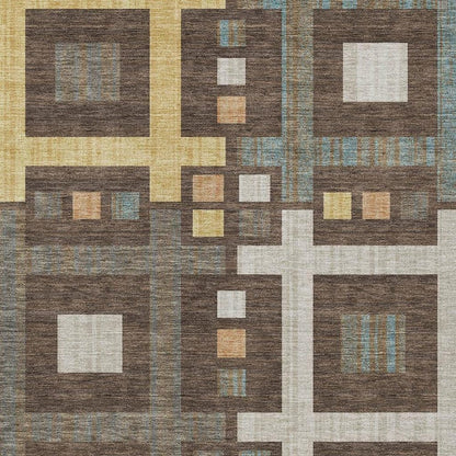 10' X 14' Chocolate And Graphite Geometric Washable Indoor Outdoor Area Rug HomeRoots