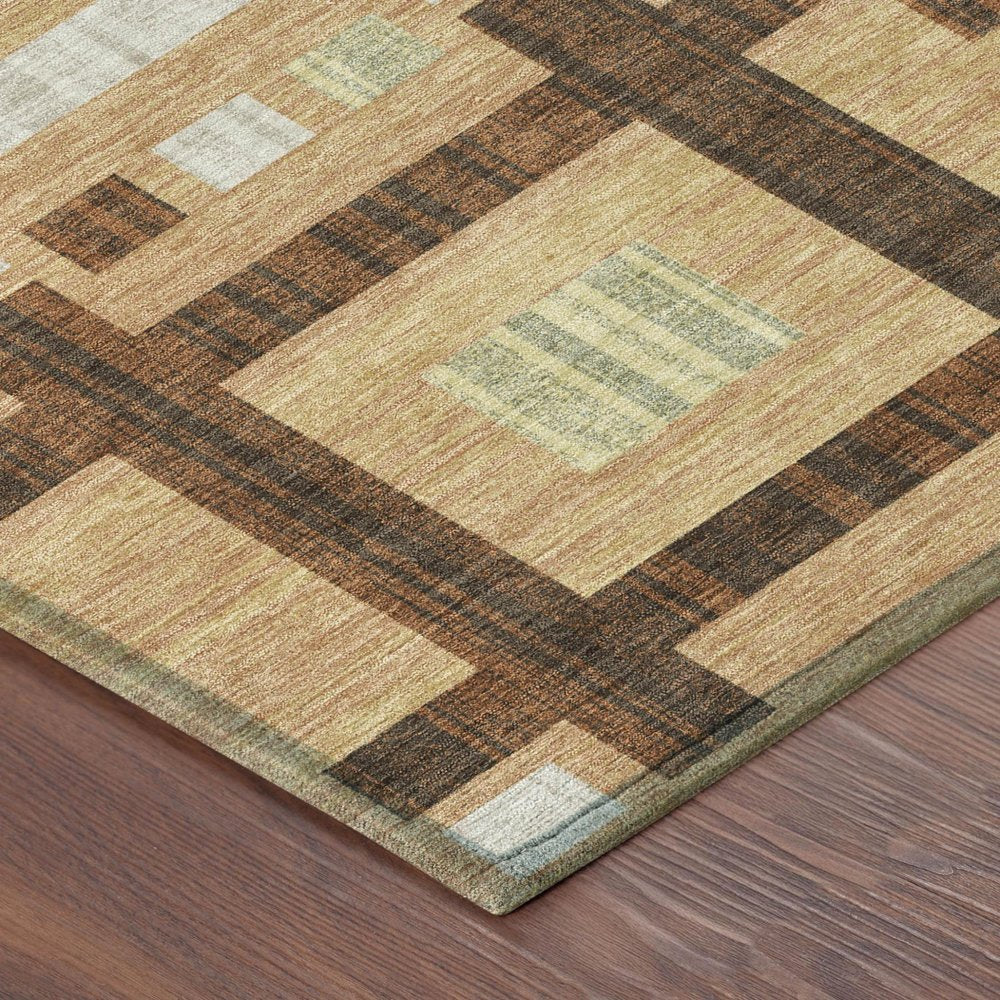 5' X 8' Copper And Brown Geometric Washable Indoor Outdoor Area Rug HomeRoots
