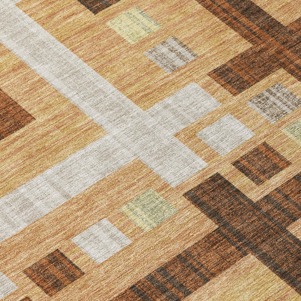 10' X 14' Copper And Brown Geometric Washable Indoor Outdoor Area Rug HomeRoots