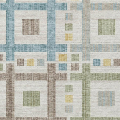 8' X 10' Ivory And Linen Geometric Washable Indoor Outdoor Area Rug HomeRoots