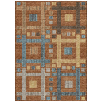 3' X 5' Orange And Gold Geometric Washable Indoor Outdoor Area Rug HomeRoots