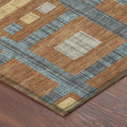 8' X 10' Orange And Gold Geometric Washable Indoor Outdoor Area Rug HomeRoots
