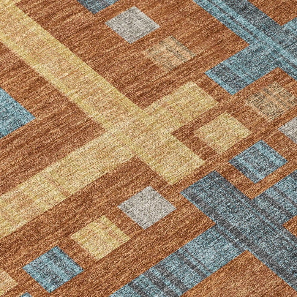 10' X 14' Orange And Gold Geometric Washable Indoor Outdoor Area Rug HomeRoots