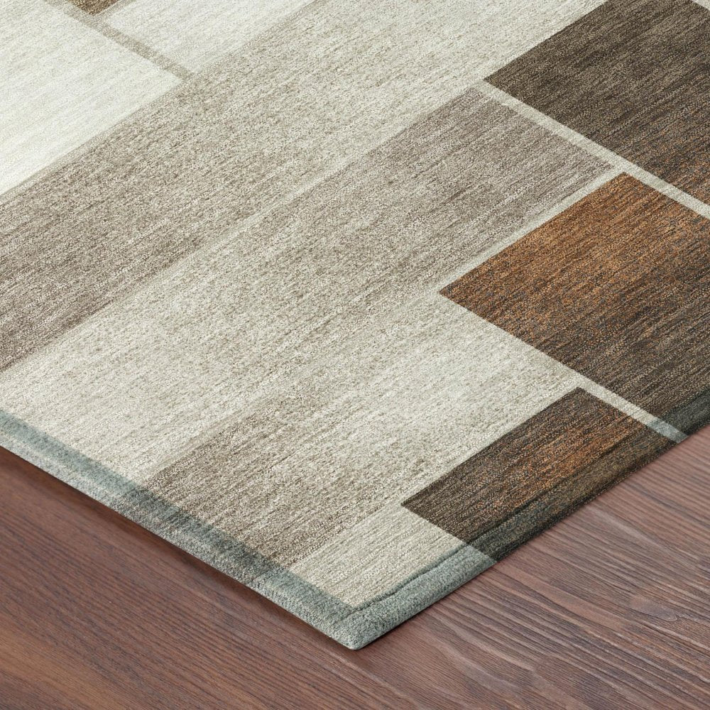 5' X 8' Beige And Graphite Geometric Washable Indoor Outdoor Area Rug HomeRoots