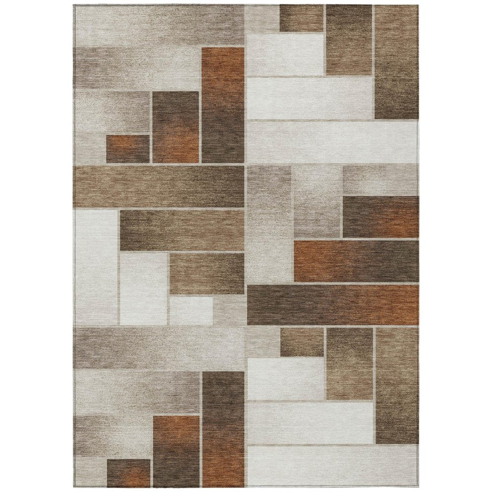 8' X 10' Beige And Graphite Geometric Washable Indoor Outdoor Area Rug HomeRoots