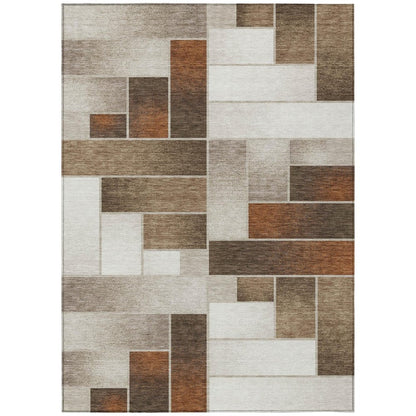 9' X 12' Beige And Graphite Geometric Washable Indoor Outdoor Area Rug HomeRoots
