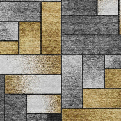 8' X 10' Black And Khaki Geometric Washable Indoor Outdoor Area Rug HomeRoots