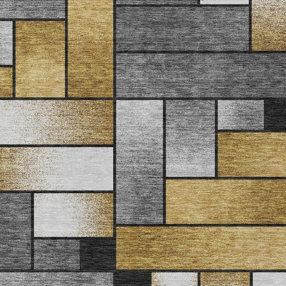 9' X 12' Black And Khaki Geometric Washable Indoor Outdoor Area Rug HomeRoots