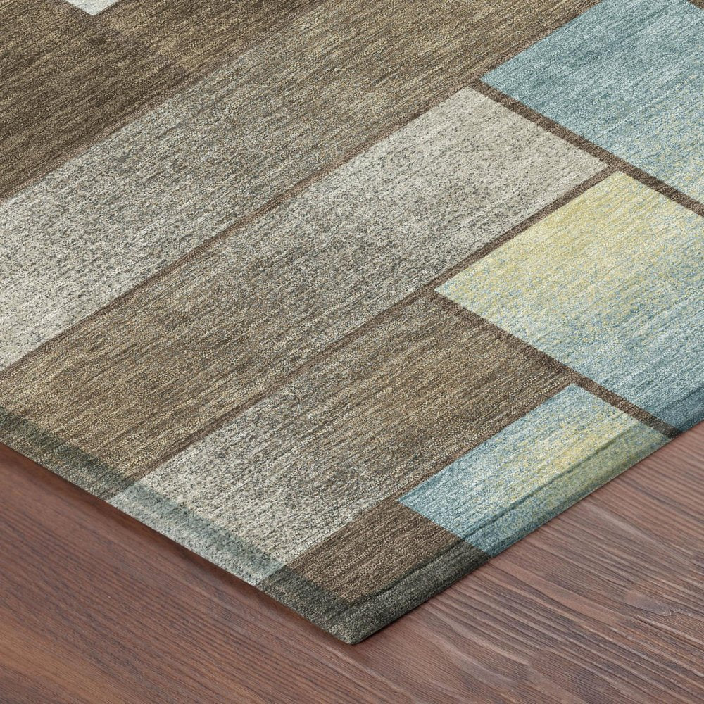 3' X 5' Brown And Gray Geometric Washable Indoor Outdoor Area Rug HomeRoots