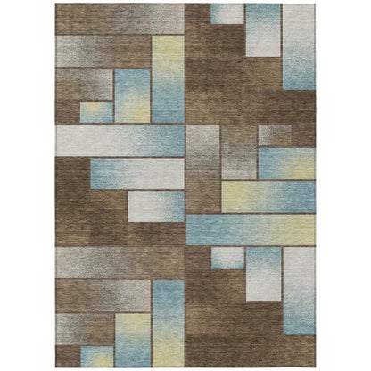 9' X 12' Brown And Gray Geometric Washable Indoor Outdoor Area Rug HomeRoots