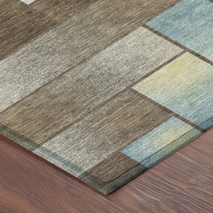 9' X 12' Brown And Gray Geometric Washable Indoor Outdoor Area Rug HomeRoots