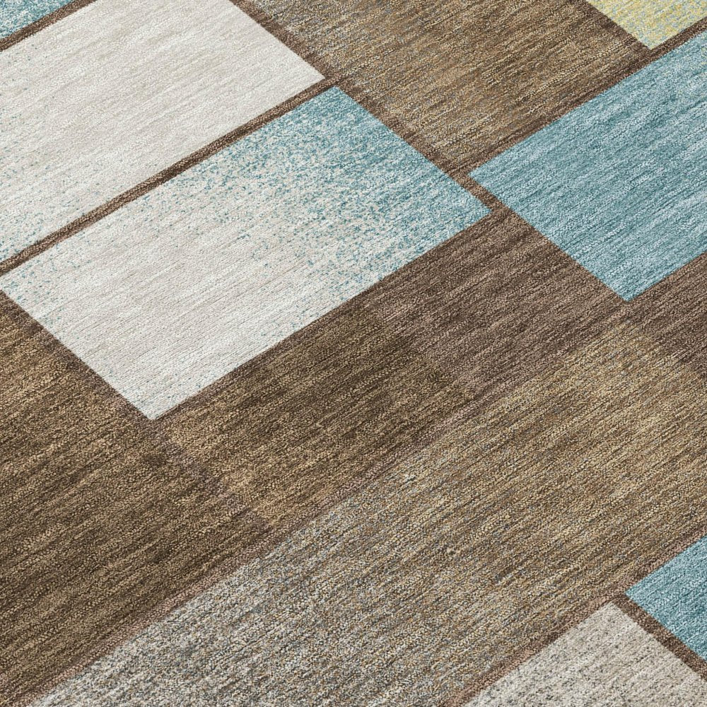 10' X 14' Brown And Gray Geometric Washable Indoor Outdoor Area Rug — view 3