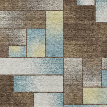 10' X 14' Brown And Gray Geometric Washable Indoor Outdoor Area Rug HomeRoots