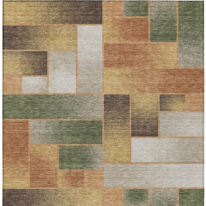 9' X 12' Copper And Orange Geometric Washable Indoor Outdoor Area Rug HomeRoots