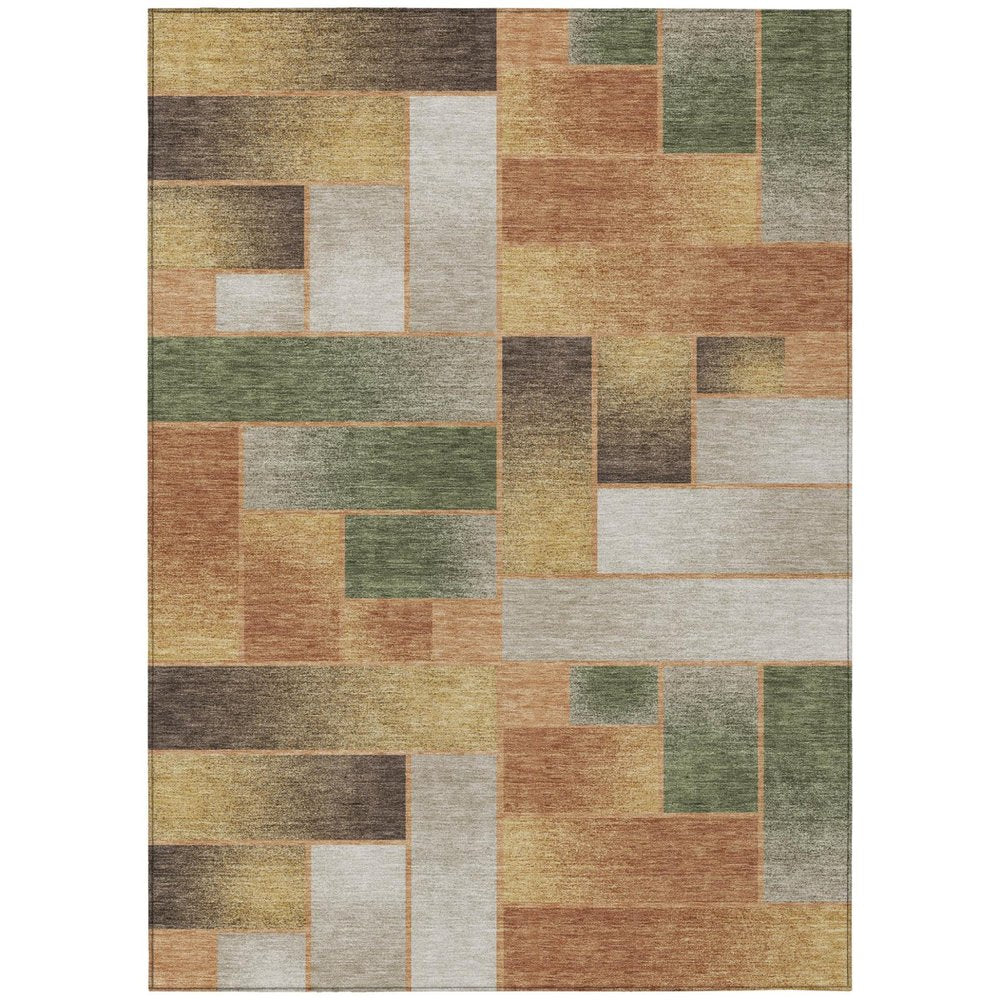 9' X 12' Copper And Orange Geometric Washable Indoor Outdoor Area Rug HomeRoots