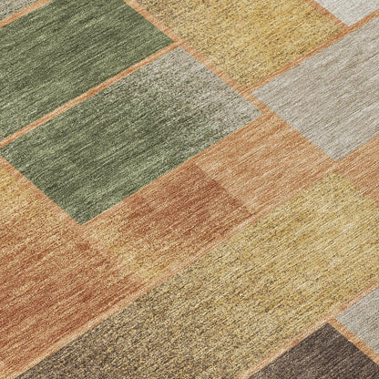 9' X 12' Copper And Orange Geometric Washable Indoor Outdoor Area Rug HomeRoots