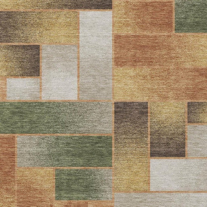 9' X 12' Copper And Orange Geometric Washable Indoor Outdoor Area Rug HomeRoots