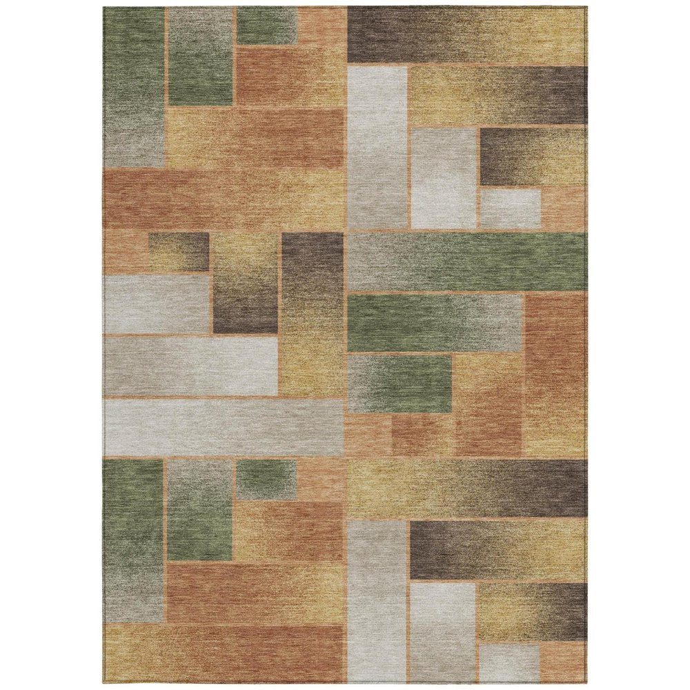 10' X 14' Copper And Orange Geometric Washable Indoor Outdoor Area Rug HomeRoots