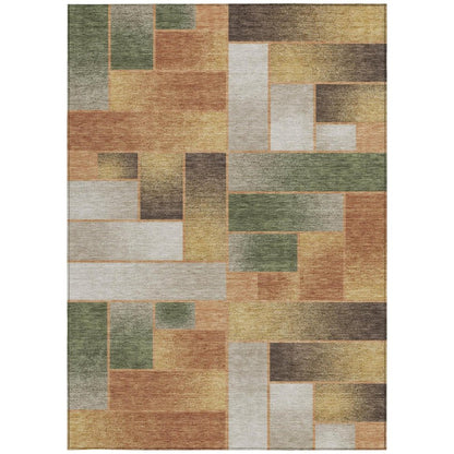 10' X 14' Copper And Orange Geometric Washable Indoor Outdoor Area Rug HomeRoots