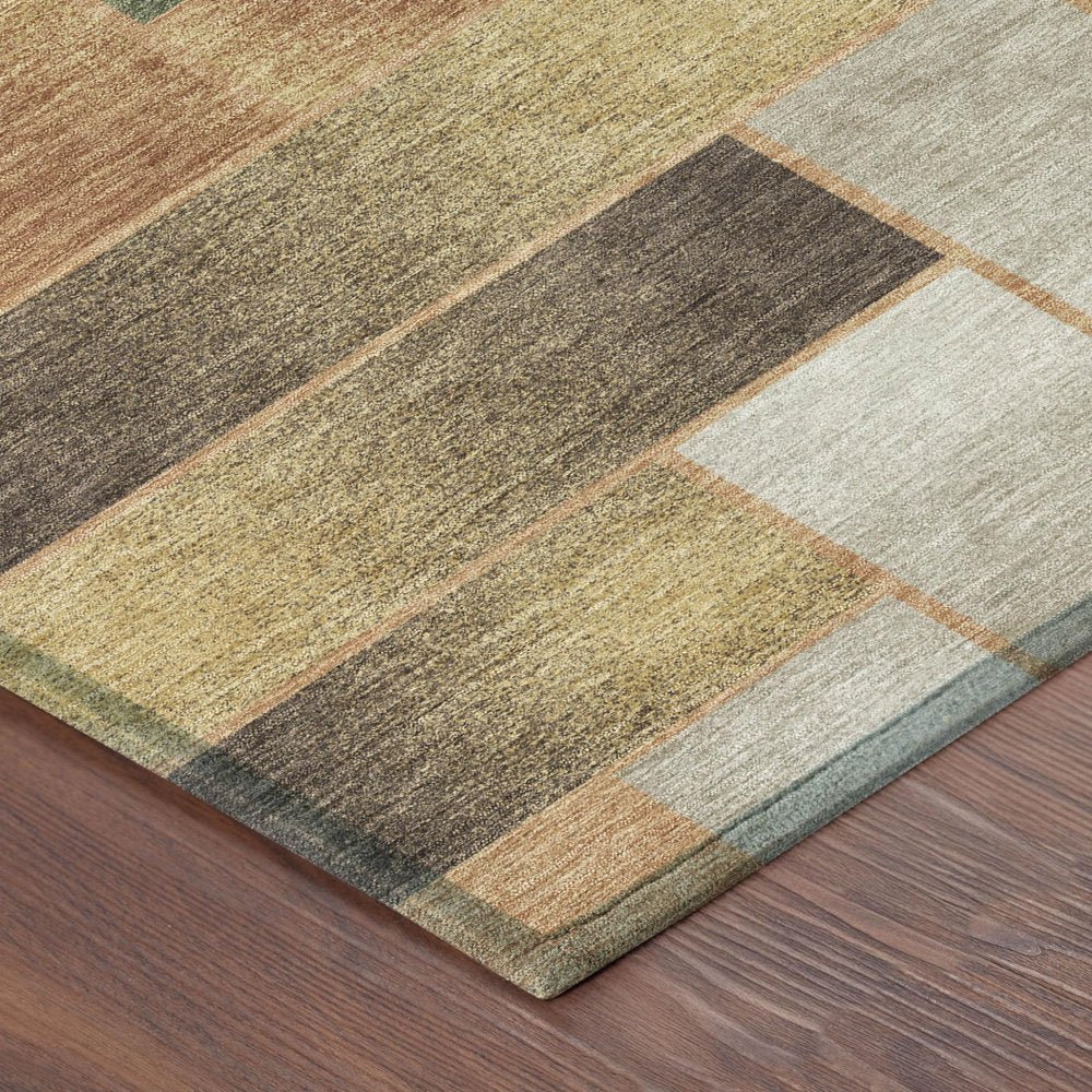 10' X 14' Copper And Orange Geometric Washable Indoor Outdoor Area Rug — view 2
