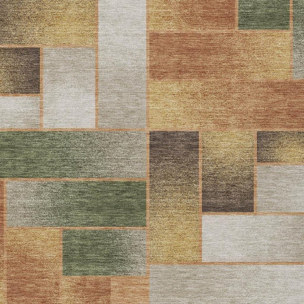 10' X 14' Copper And Orange Geometric Washable Indoor Outdoor Area Rug HomeRoots