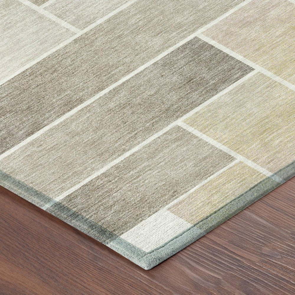 8' X 10' Ivory And Linen Geometric Washable Indoor Outdoor Area Rug HomeRoots