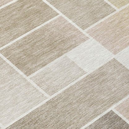 8' X 10' Ivory And Linen Geometric Washable Indoor Outdoor Area Rug HomeRoots