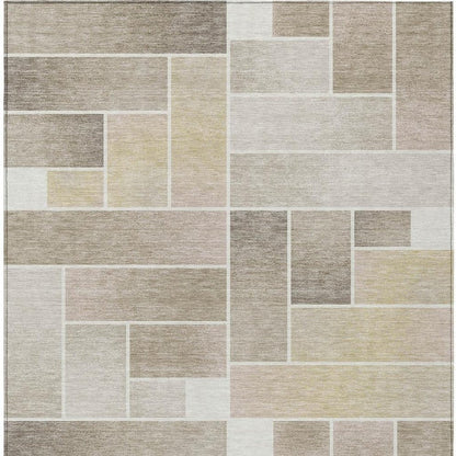 9' X 12' Ivory And Linen Geometric Washable Indoor Outdoor Area Rug HomeRoots