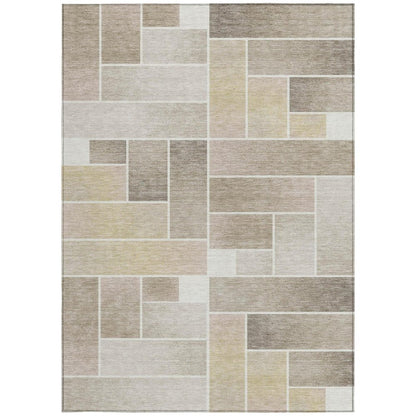 10' X 14' Ivory And Linen Geometric Washable Indoor Outdoor Area Rug HomeRoots