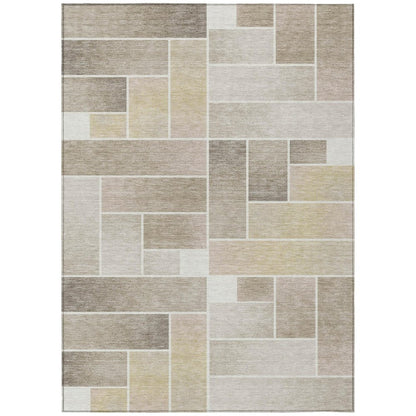 10' X 14' Ivory And Linen Geometric Washable Indoor Outdoor Area Rug HomeRoots
