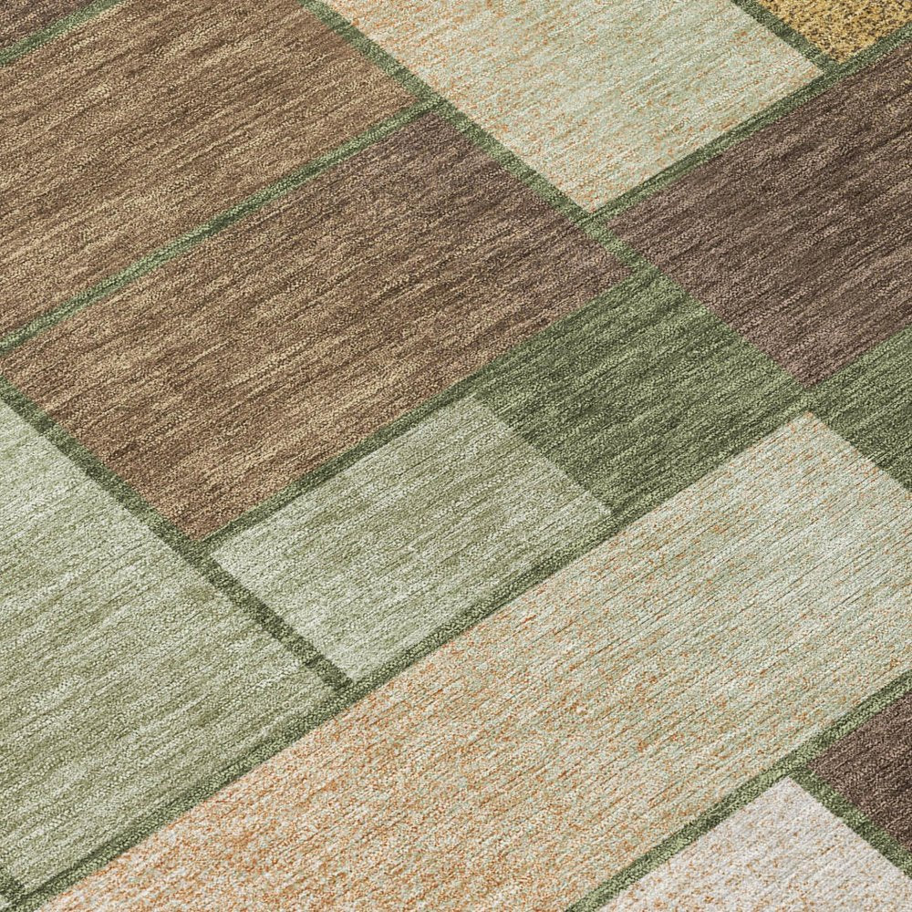 10' X 14' Olive Green And Green Geometric Washable Indoor Outdoor Area Rug HomeRoots