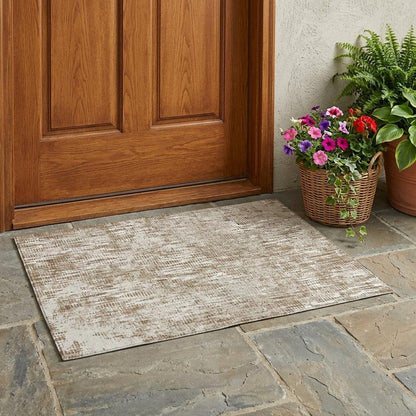 3' X 5' Beige And Brown Abstract Washable Indoor Outdoor Area Rug HomeRoots