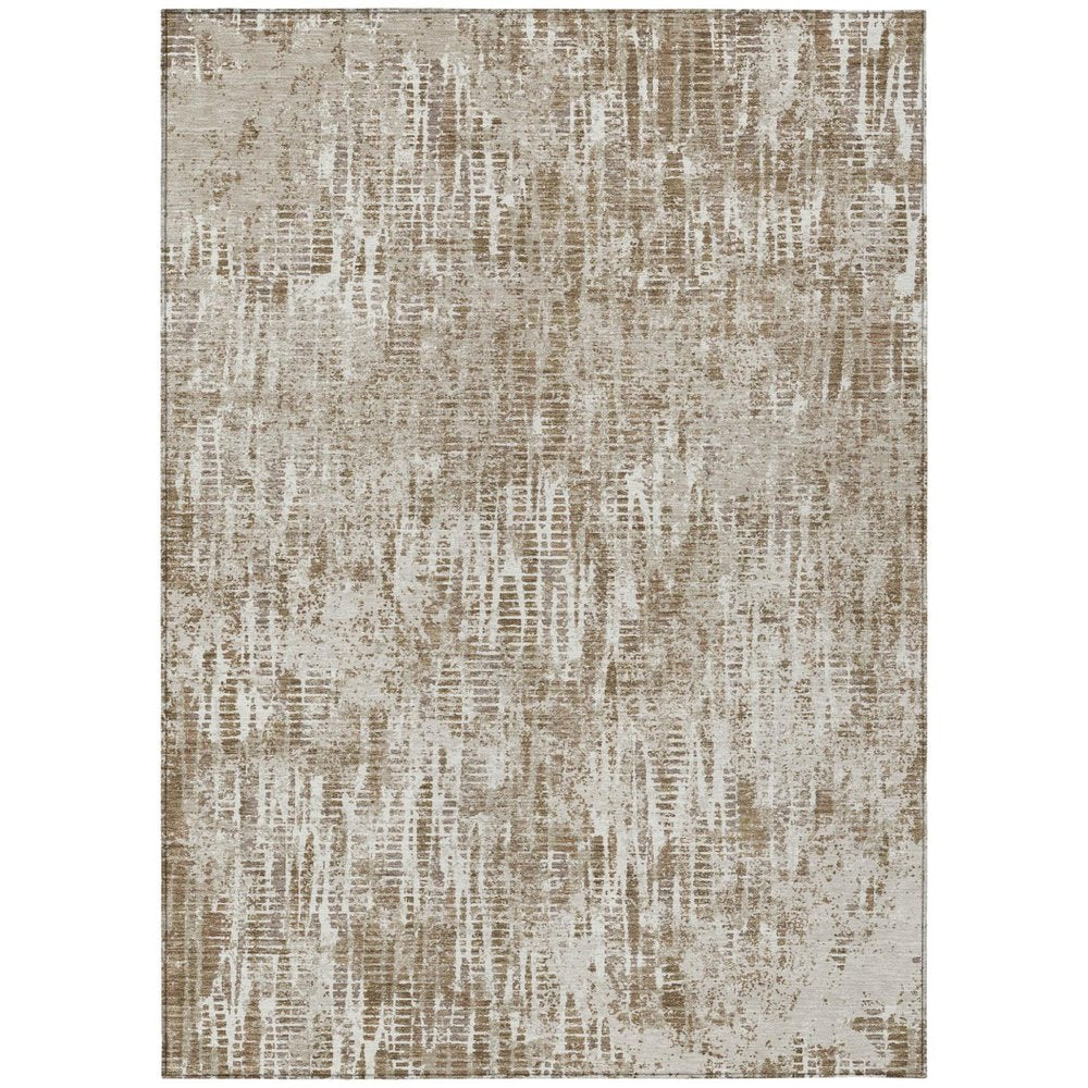 5' X 8' Beige And Brown Abstract Washable Indoor Outdoor Area Rug — view 1