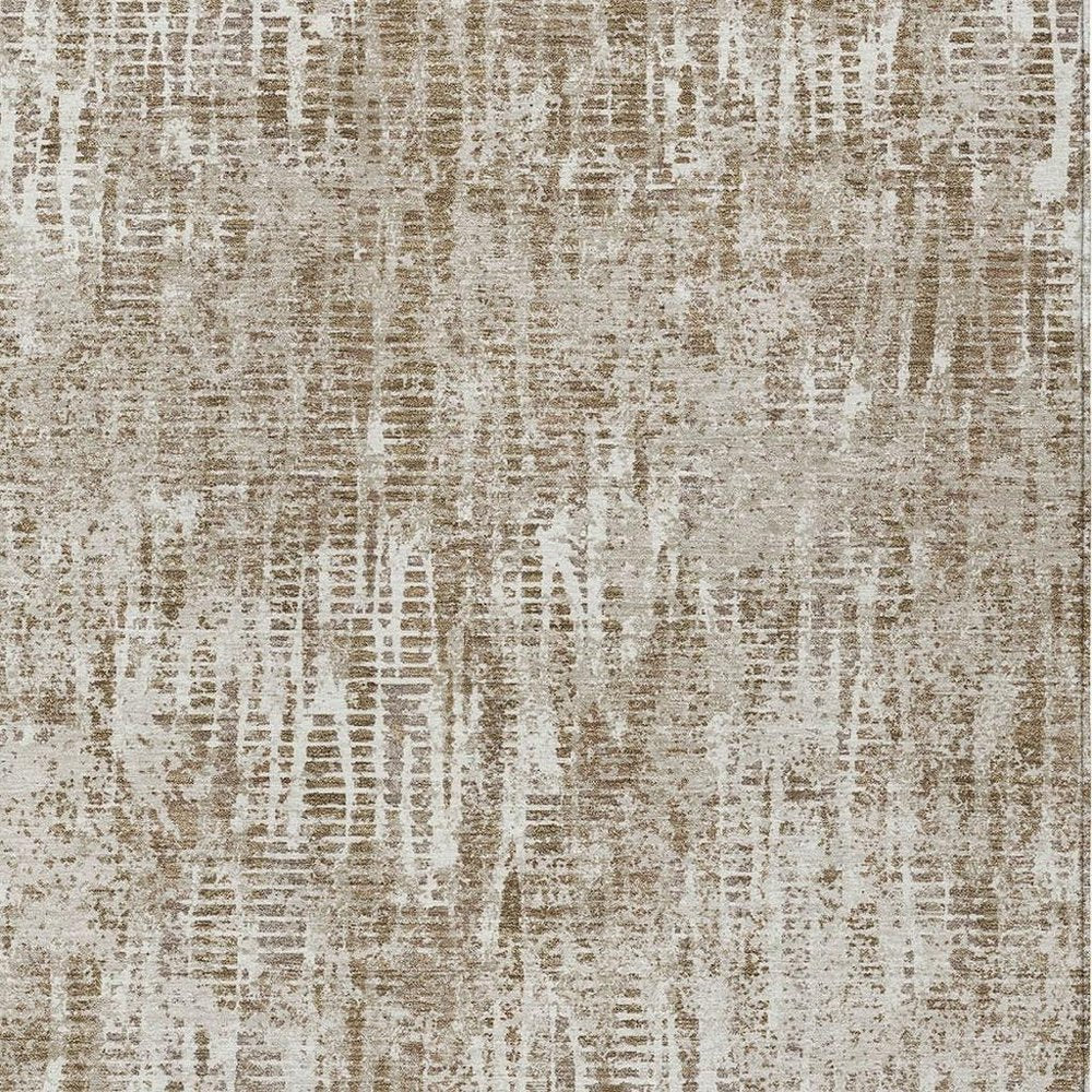 5' X 8' Beige And Brown Abstract Washable Indoor Outdoor Area Rug — view 6