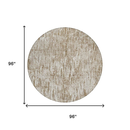 8' Beige And Brown Round Abstract Washable Indoor Outdoor Area Rug HomeRoots