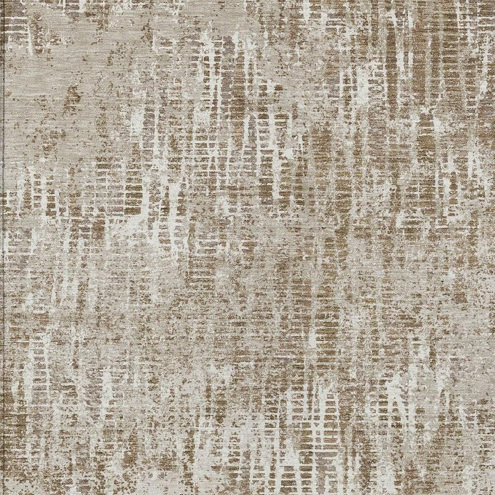 8' X 10' Beige And Brown Abstract Washable Indoor Outdoor Area Rug — view 6