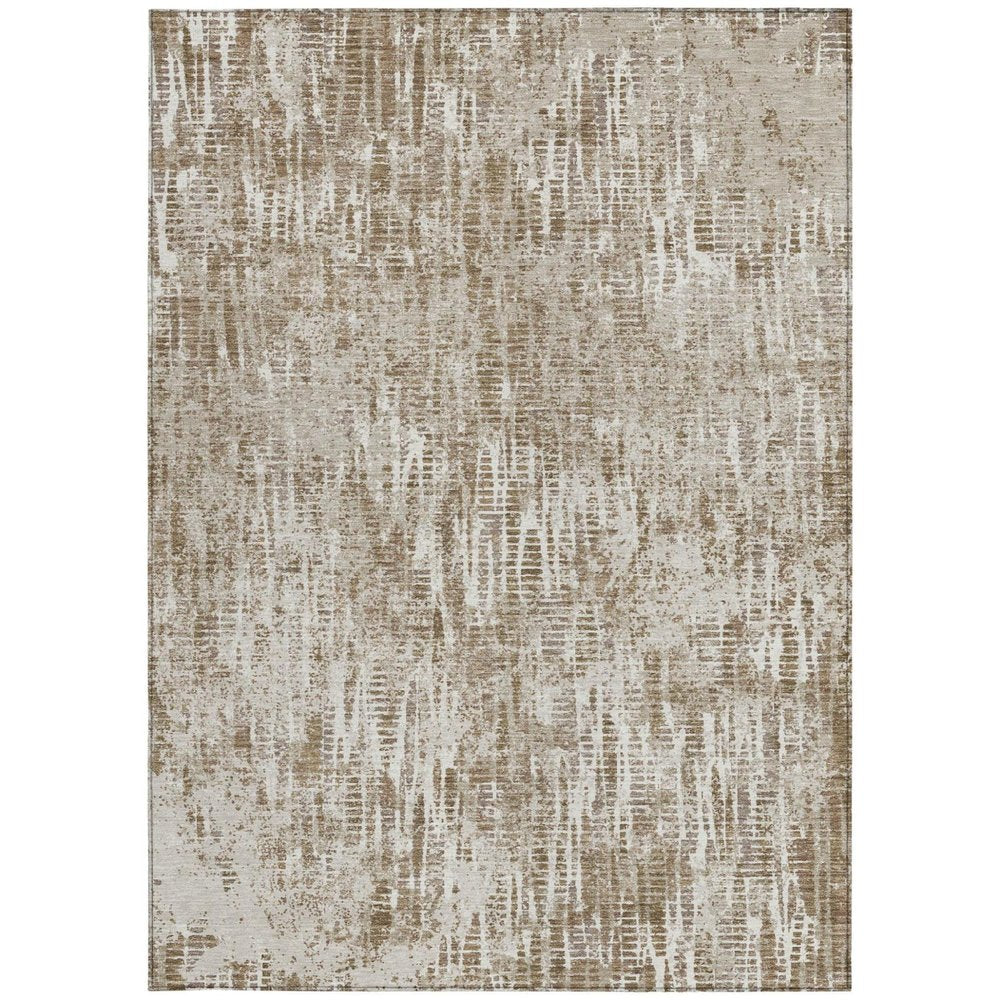 9' X 12' Beige And Brown Abstract Washable Indoor Outdoor Area Rug — view 7