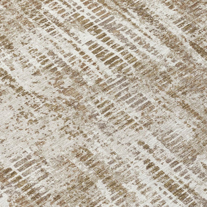 9' X 12' Beige And Brown Abstract Washable Indoor Outdoor Area Rug