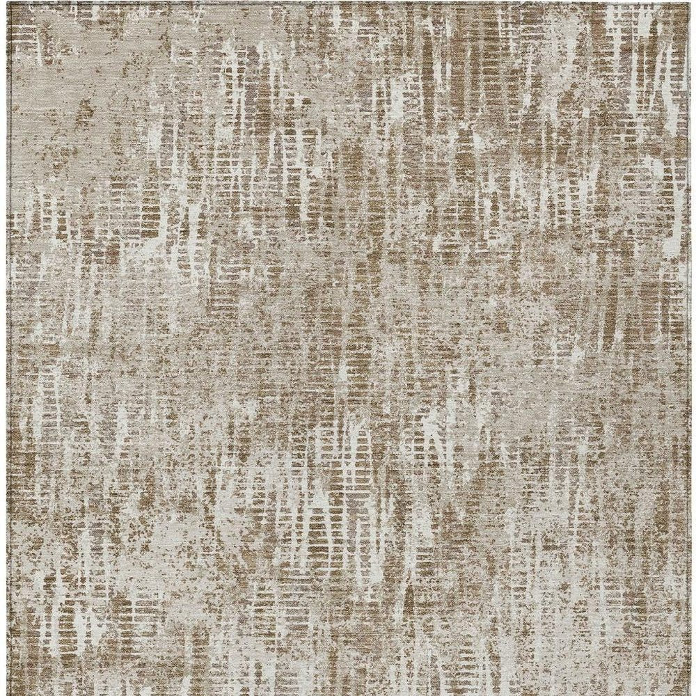 9' X 12' Beige And Brown Abstract Washable Indoor Outdoor Area Rug HomeRoots
