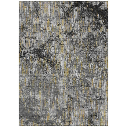3' X 5' Black And Taupe Abstract Washable Indoor Outdoor Area Rug HomeRoots