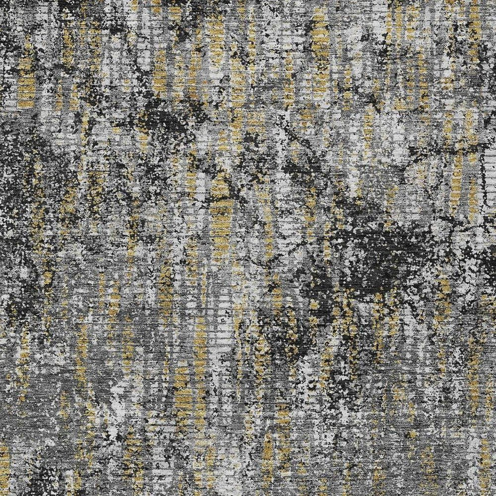5' X 8' Black And Taupe Abstract Washable Indoor Outdoor Area Rug — view 6