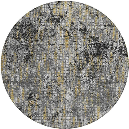 8' Black And Taupe Round Abstract Washable Indoor Outdoor Area Rug HomeRoots