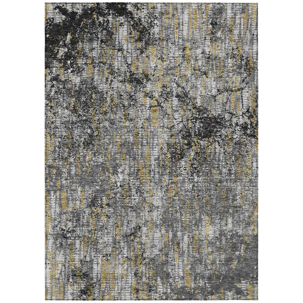8' X 10' Black And Taupe Abstract Washable Indoor Outdoor Area Rug — view 2
