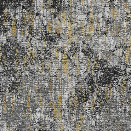 8' X 10' Black And Taupe Abstract Washable Indoor Outdoor Area Rug