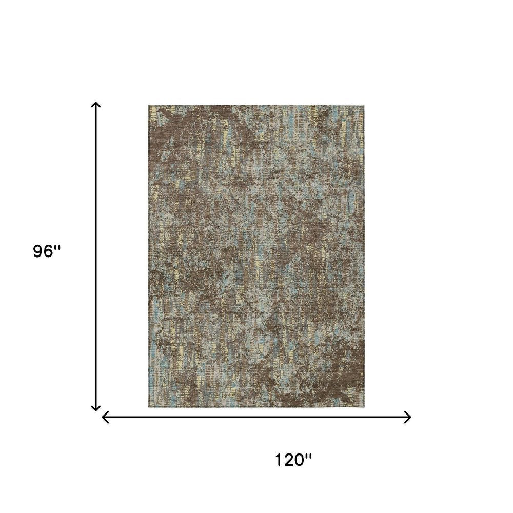 8' X 10' Brown And Graphite Abstract Washable Indoor Outdoor Area Rug — view 4