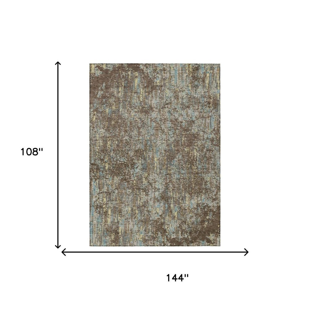 9' X 12' Brown And Graphite Abstract Washable Indoor Outdoor Area Rug HomeRoots